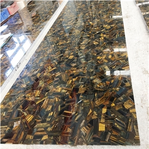 Custom Tiger Eye Stone Slabs Big Size