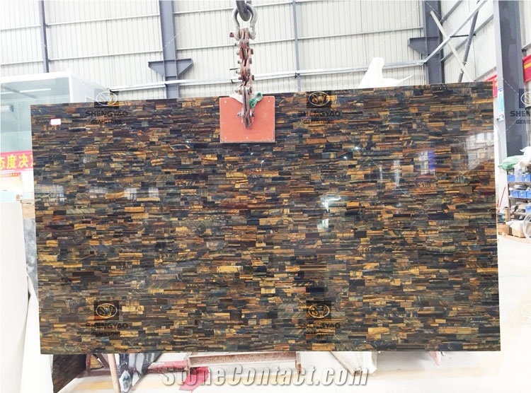 Custom Tiger Eye Stone Slabs Big Size
