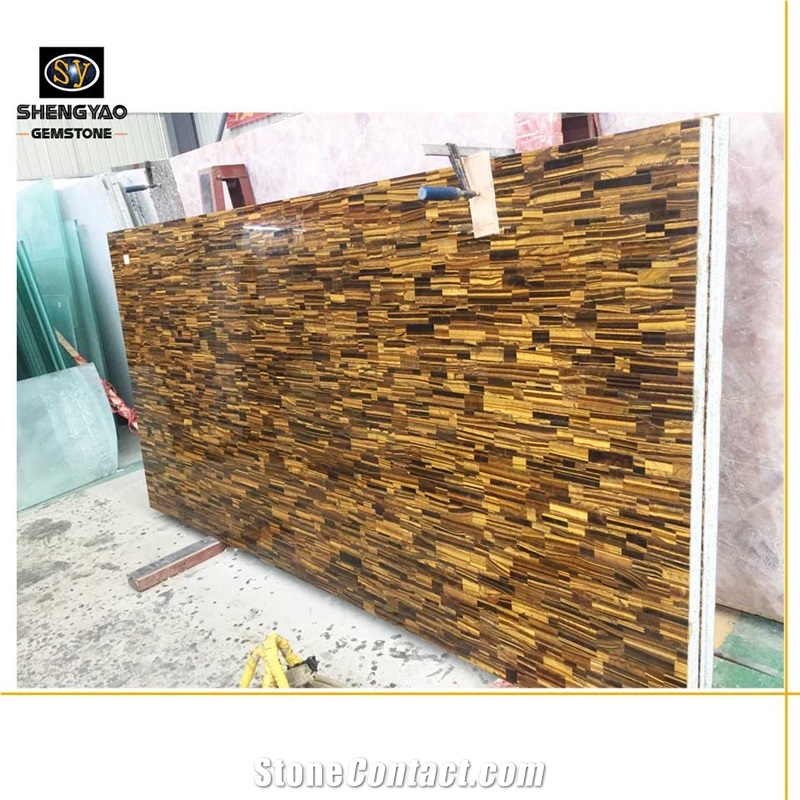 Custom Tiger Eye Stone Slabs Big Size