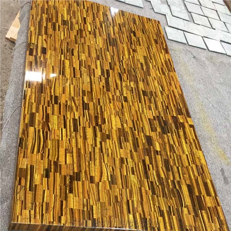 Custom Tiger Eye Stone Slabs Big Size