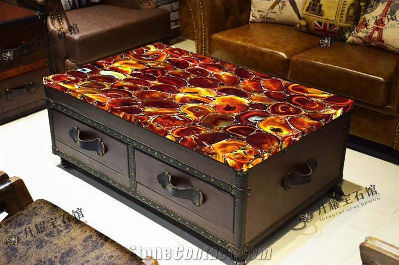 Dining Table Red Agate Table Top Round Table Top