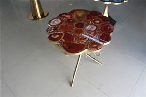 Dining Table Red Agate Table Top Round Table Top