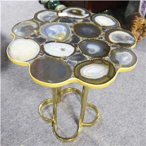 Gray Agate Gemstone Table Top for Sale