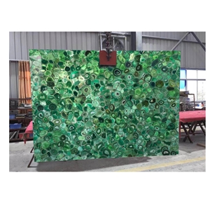 Green Agate Semiprecious Stone Big Slabs Backlit Effect