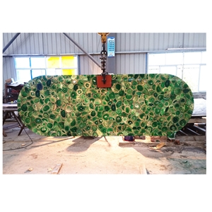 Green Agate Semiprecious Stone Big Slabs Backlit Effect
