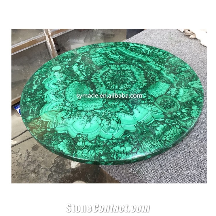 Green Luxury Malachite Semiprecious Stone Table Tops