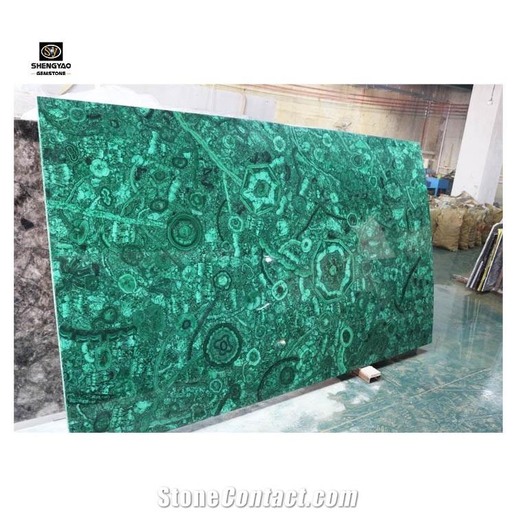 Green Luxury Malachite Semiprecious Stone Table Tops