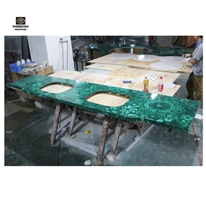 Green Malachite Slabs Natural Semiprecious Stone Wall Panels