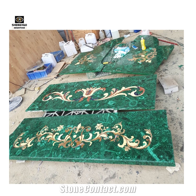 Green Malachite Slabs Natural Semiprecious Stone Wall Panels