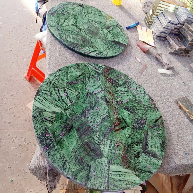 Green Semi Precious Stone Table Top Countertop