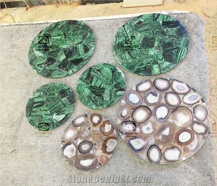 Green Semi Precious Stone Table Top Countertop
