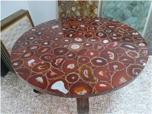 Handmade Round Agate Table Top