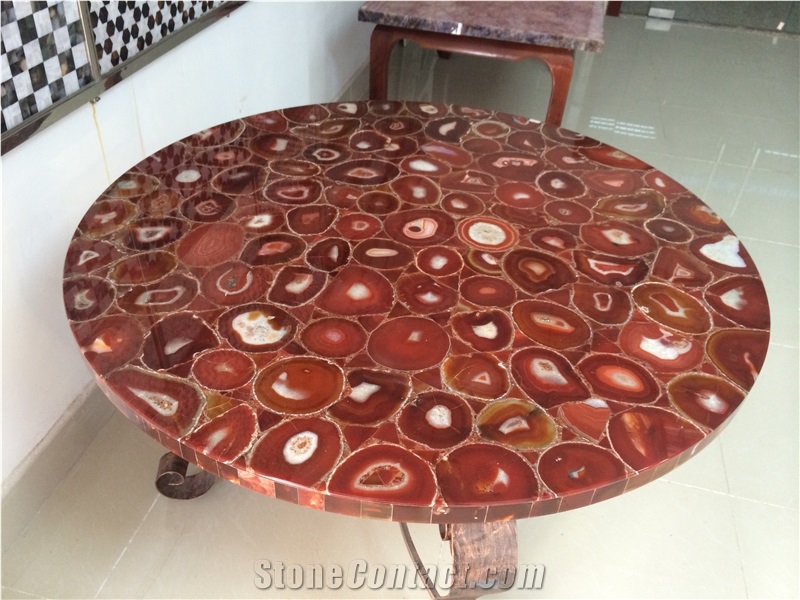 Handmade Round Agate Table Top