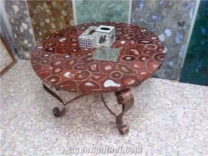Handmade Round Agate Table Top