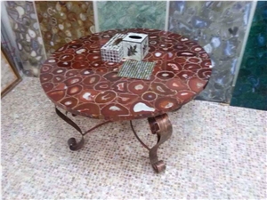 Handmade Round Agate Table Top