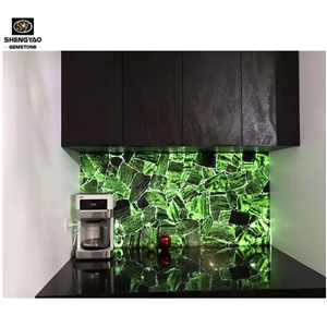 Kitchen Wall Decorating with Green Malachite Gem Stone