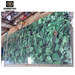 Kitchen Wall Decorating with Green Malachite Gem Stone