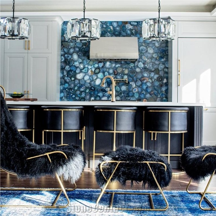 Kitchen Wall Decoration Natural Blue Agate