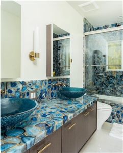 Kitchen Wall Decoration Natural Blue Agate