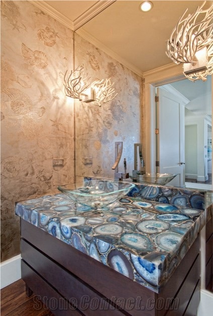Kitchen Wall Decoration Natural Blue Agate
