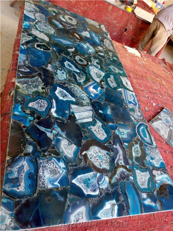 Light Blue Agate Stone Bar Counter Top