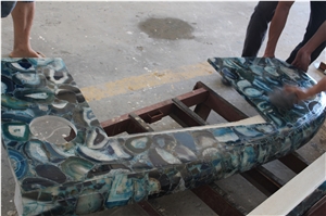Light Blue Agate Stone Bar Counter Top