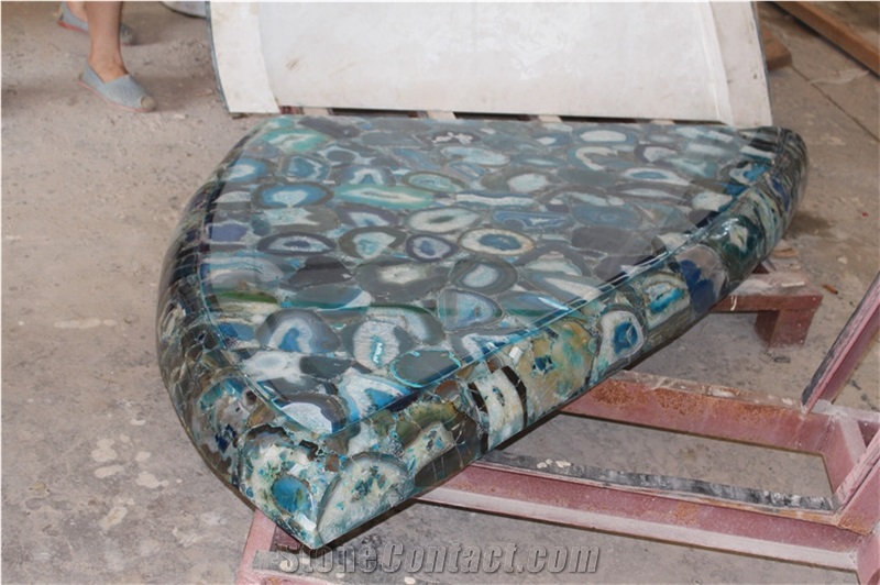 Light Blue Agate Stone Bar Counter Top