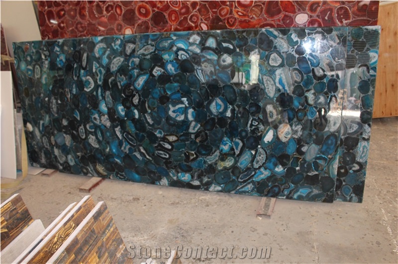 Light Blue Agate Stone Bar Counter Top