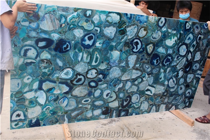 Light Blue Agate Stone Bar Counter Top