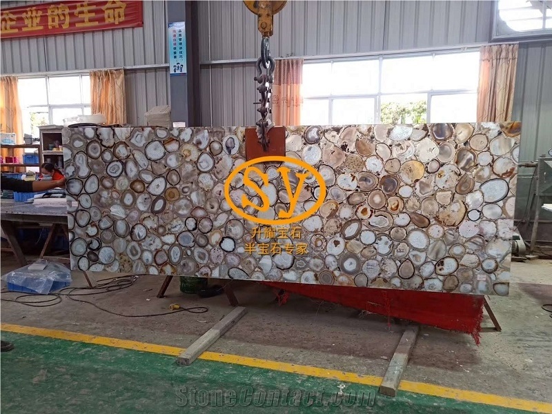 Light Grey Granite Beige Agate Slab