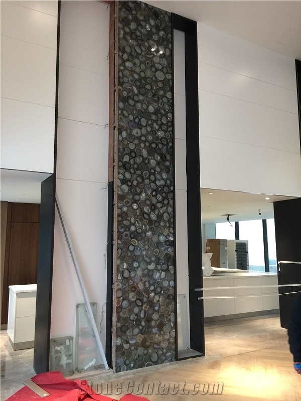 Light Grey Granite Beige Agate Slab