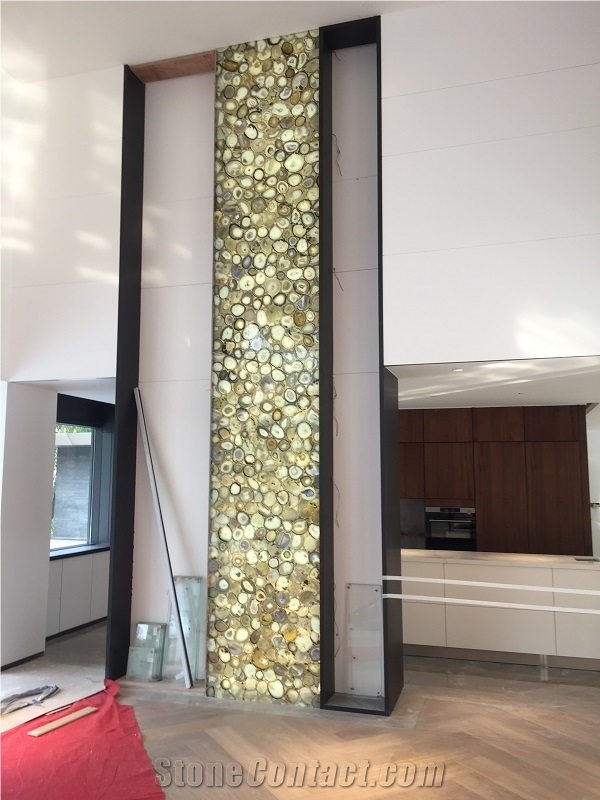 Light Grey Granite Beige Agate Slab