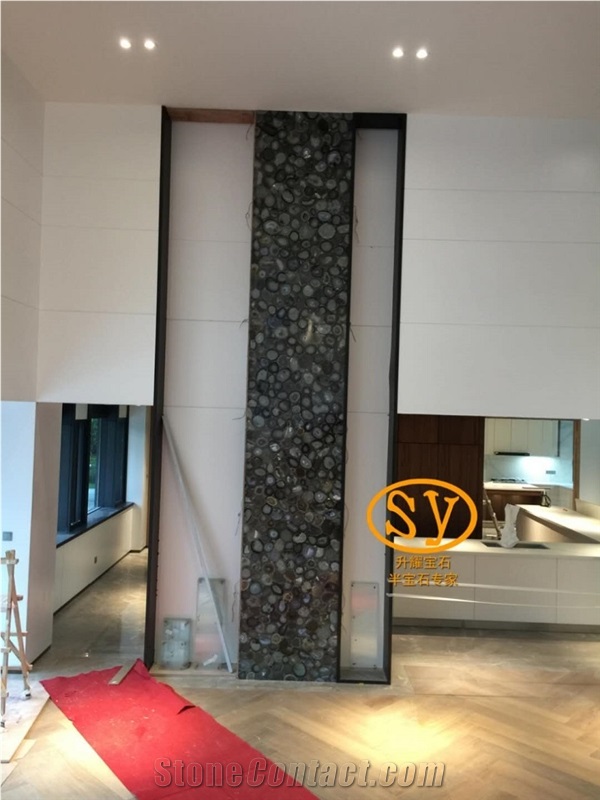 Light Grey Granite Beige Agate Slab
