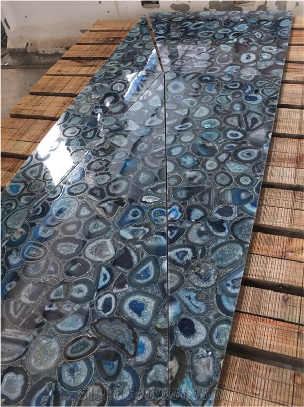 Luxury Blue Agate Large Agate Semiprecious Stone Slab