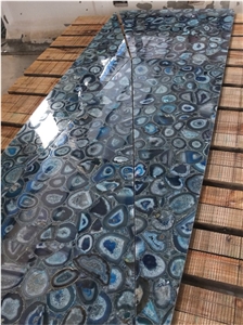 Luxury Blue Agate Large Agate Semiprecious Stone Slab
