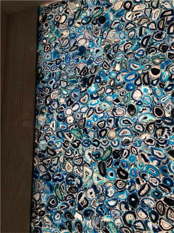 Luxury Blue Agate Large Agate Semiprecious Stone Slab