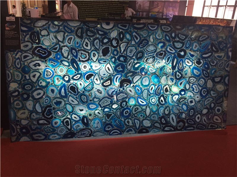 Luxury Blue Agate Large Agate Semiprecious Stone Slab