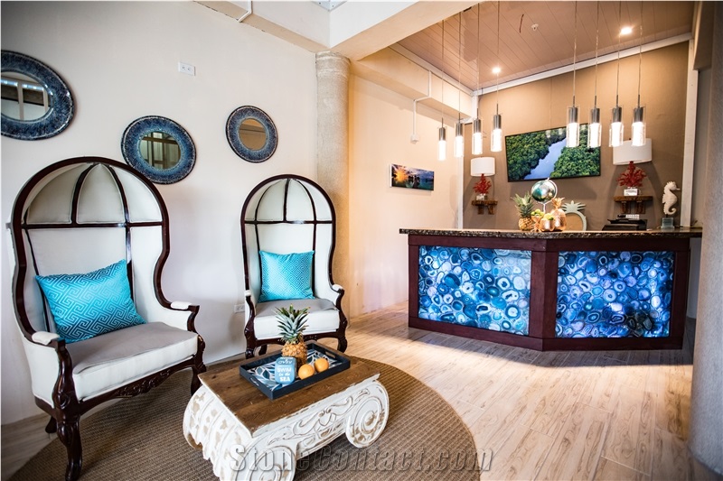 Luxury Gem Composite Wall Planel Blue Agate Slab