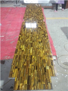 Natural Gold Tiger Eye Slab Tile, Semiprecious Stone Slab