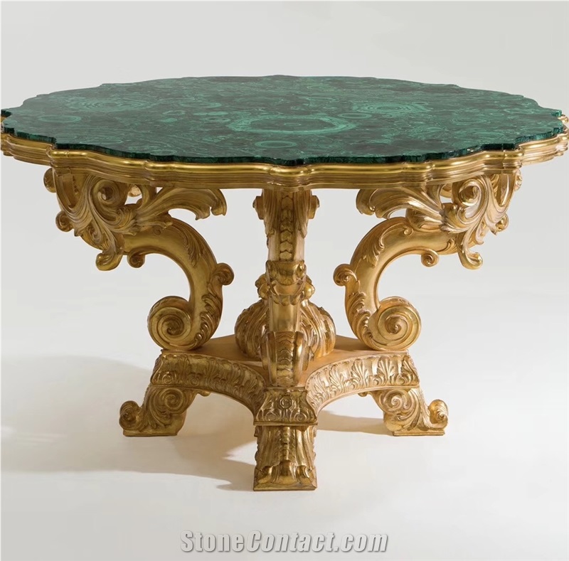 Luxury Precious Stone Malachite Inlay Table