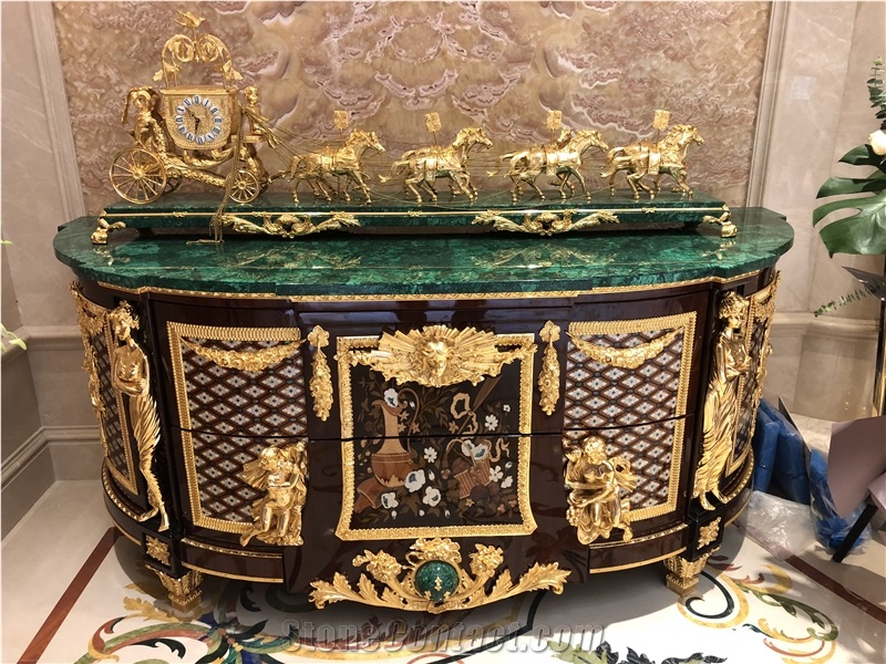 Luxury Precious Stone Malachite Inlay Table