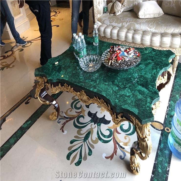 Luxury Precious Stone Malachite Inlay Table