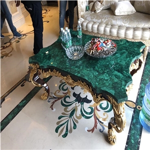 Luxury Precious Stone Malachite Inlay Table