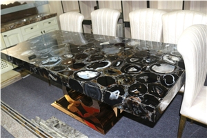 Natural Agate Black Jasper Stone Table Top