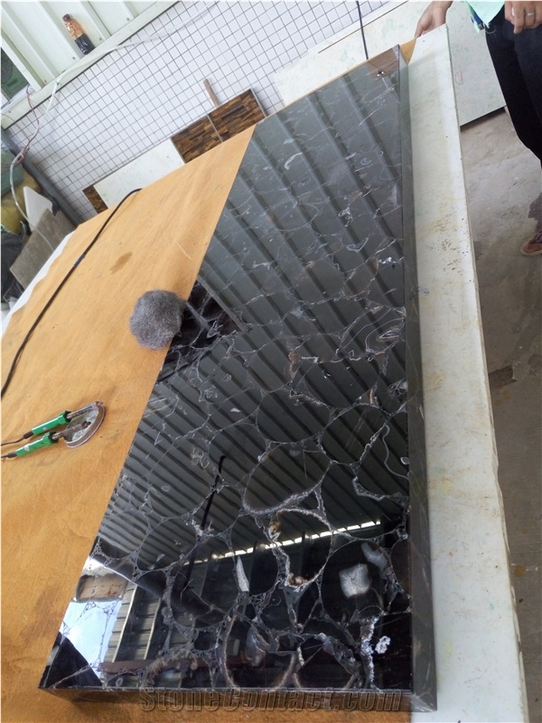 Natural Agate Black Jasper Stone Table Top
