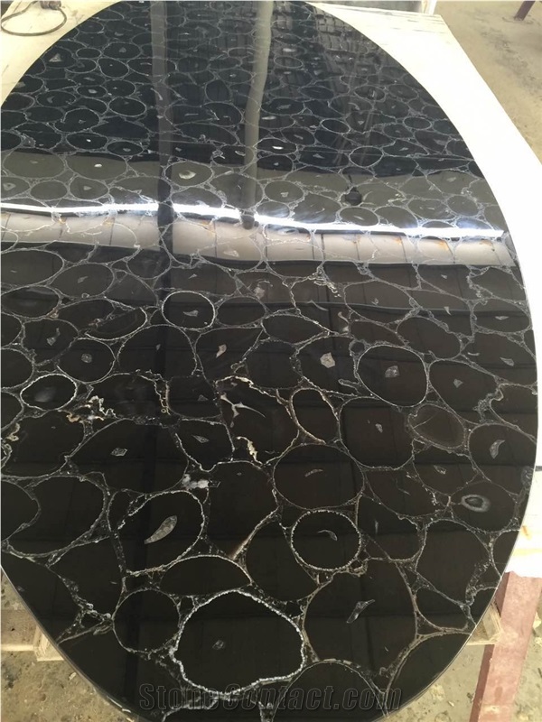 Natural Agate Black Jasper Stone Table Top