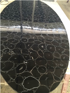 Natural Agate Black Jasper Stone Table Top