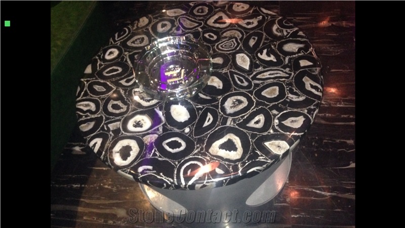 Natural Agate Black Jasper Stone Table Top