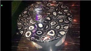 Natural Agate Black Jasper Stone Table Top