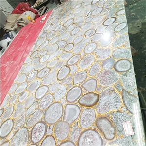 Natural Blue Agate Tile Semi Precious Stone Slab